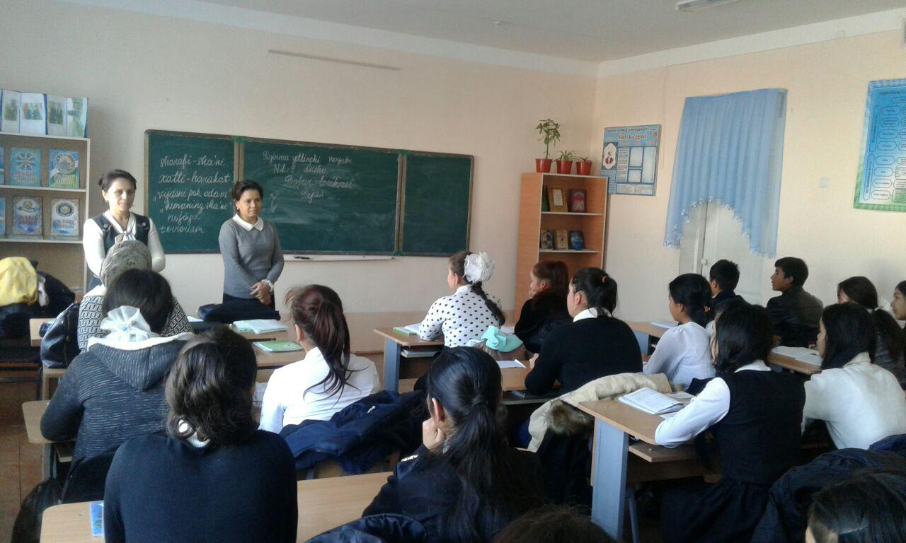 Teachers of the Department of Labor Education Z.Ruzmetova and A.Egamova gave a master class at the secondary school number 15 of Bagat district.
