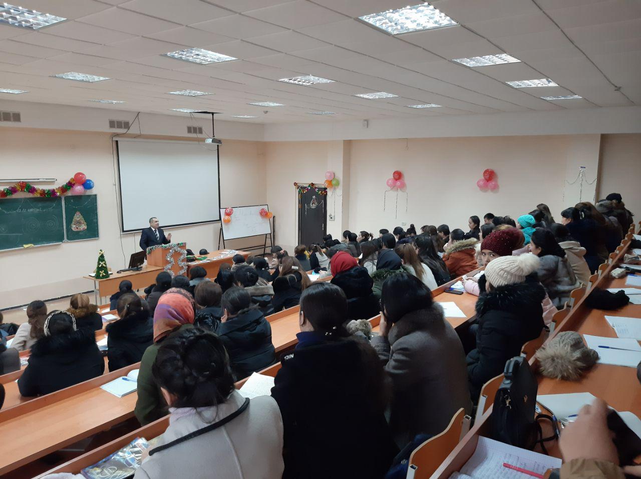 Vice-Rector for Youth Affairs of Urgench State University S. Davletov held a meeting with students of the Faculty of Pedagogy