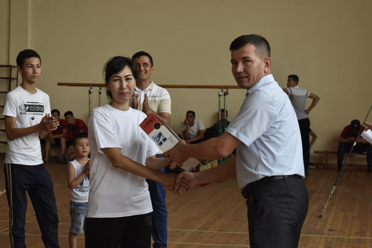 On June 1, dedicated to the International Children's day, under the motto “A healthy family is the foundation of the future”, a sports competition was held for the types of Sports: “Hoops twirling, Football, Arm wrestling, Tug of war and Badminton”.
