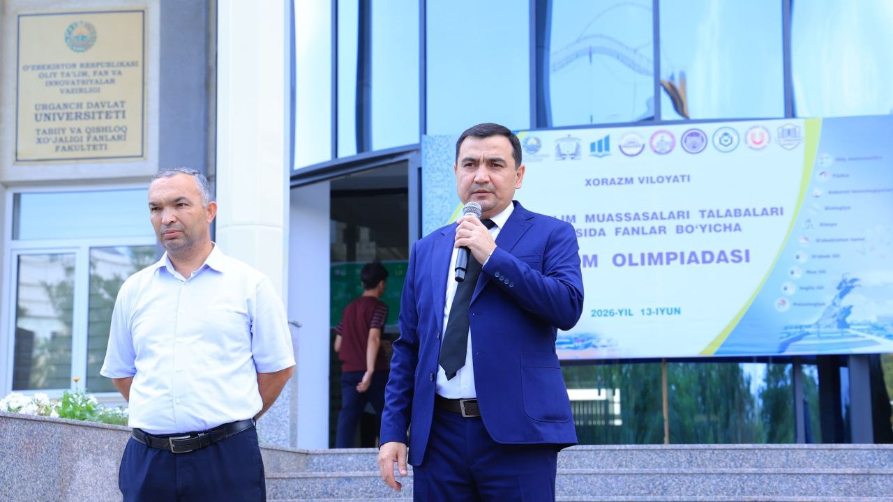 Urganch davlat universitetida viloyat hokimi olimpiadasining yakuniy bosqichi bo‘lib o‘tdi